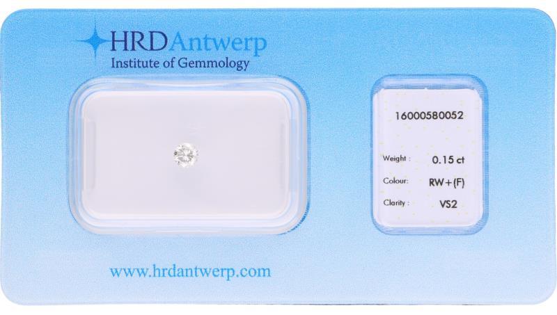 HRD rond briljant geslepen diamant 0.15 ct.