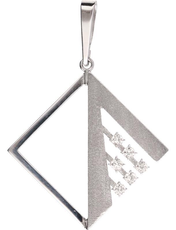Design hanger witgoud, ca. 0,06 ct. diamant - 14 kt.