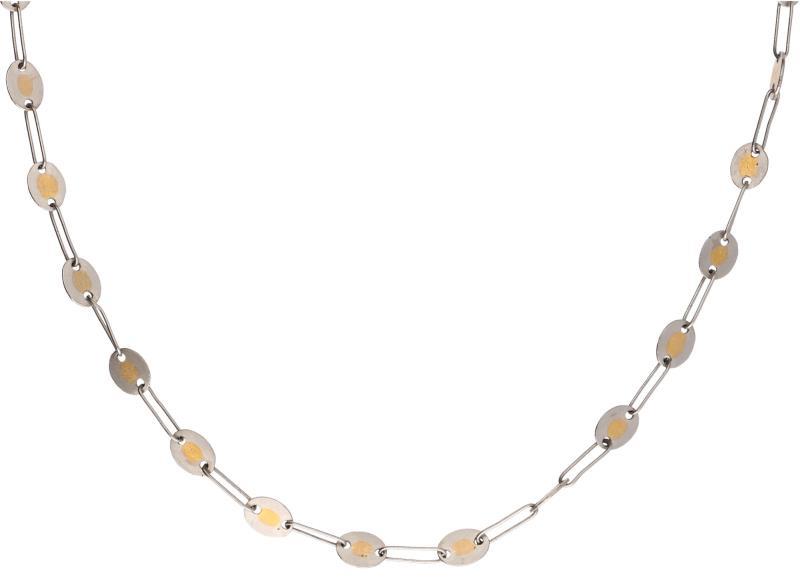 Schakel collier goud/platina - 18 kt. en Pt 950.