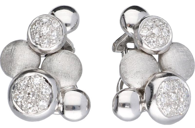 Design oorknoppen witgoud, ca. 0,42 ct. diamant - 14 kt.
