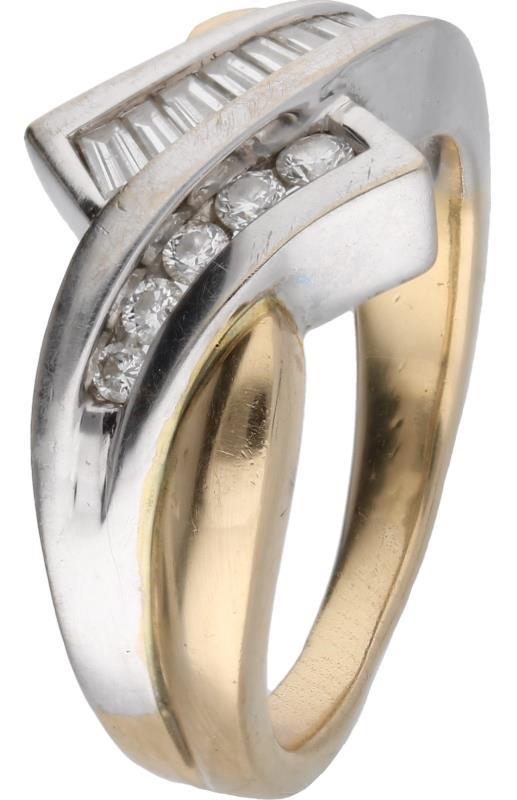 Slag ring bicolor goud, ca. 0,2 ct. diamant - 14 kt.