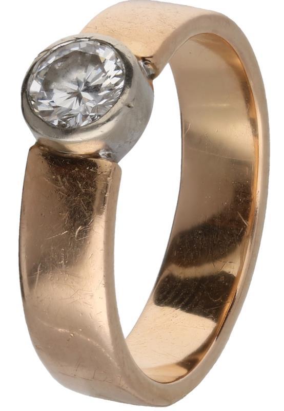Solitair ring roségoud, ca. 0,65 ct. diamant - 14 kt. en BWG 10 kt.