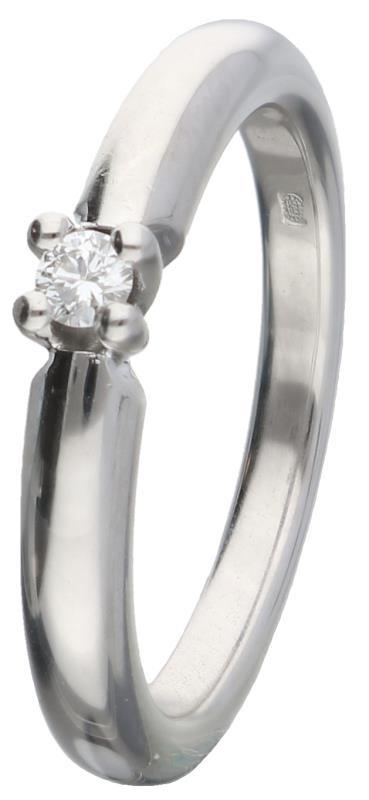 Solitair ring witgoud, ca. 0,07 ct. diamant - 14 kt.