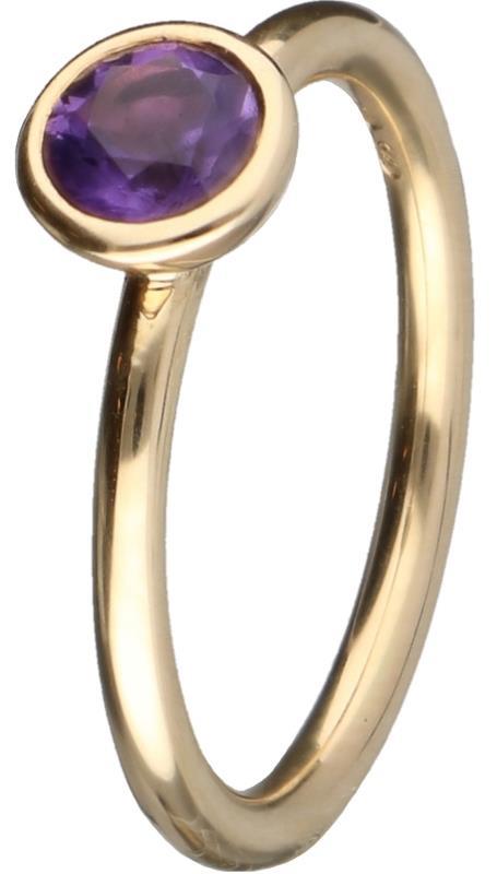 Solitair ring geelgoud, amethist - 14 kt.