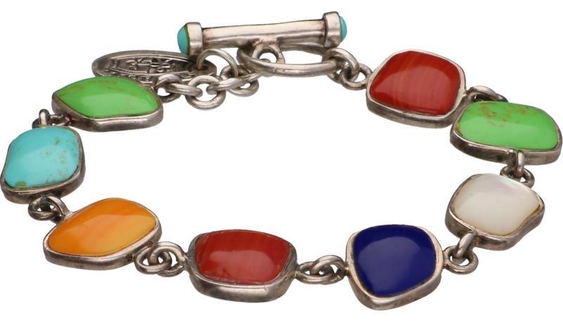 Symbols armband zilver, gekleurde sierstenen - 925/1000.