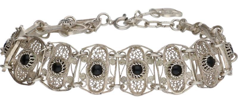 Filigrain armband zilver, zwarte onyx - BWG.