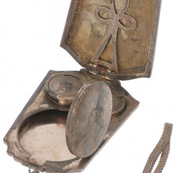 Munt etui / poederdoos zilver.