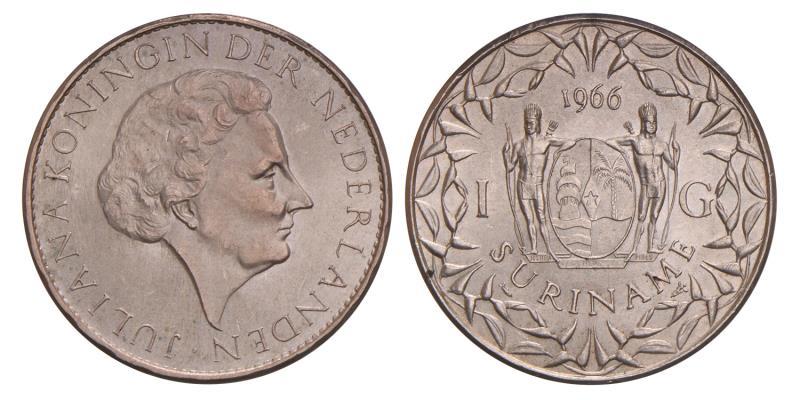 Suriname. Gulden. 1966.