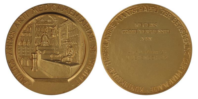 1961. Nederland. Gouden Medaille van de Koninklijke Nederlandse Maatschappij ter Bevordering der Pharmacie.