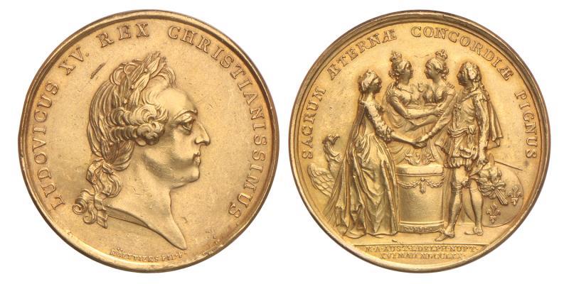 1770. France. Gold Medal. Marriage Louis XV and Marie Antoinette.