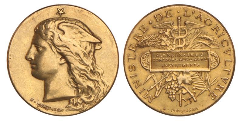 1888. France. Alencon. Gold Medal. Concours Agricole.