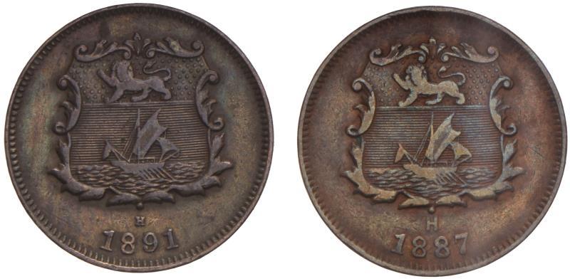 British North Borneo. Victoria. 1/2 Cent (2). 1887 1891 H.