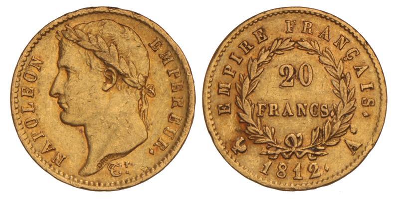 France. Napoleon. 20 Francs. 1812 A.