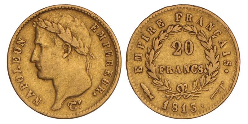 France. Napoleon. 20 Francs. 1813 Utrecht.