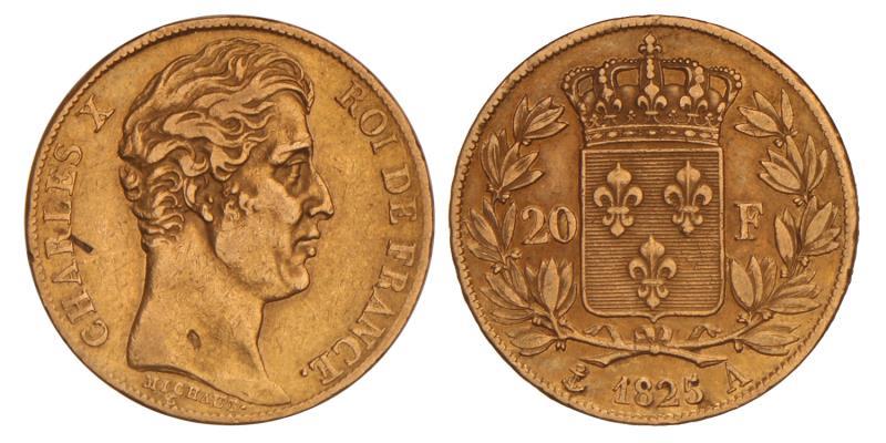 France. Charles X. 20 Francs. 1825 A.