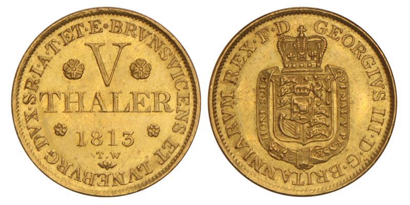 Germany. Hannover. George III. 5 Thaler. 1813 T.W. 