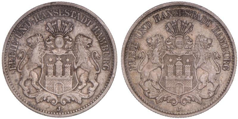 Germany. Hamburg. 2 Mark. 1904 and 1906 J.