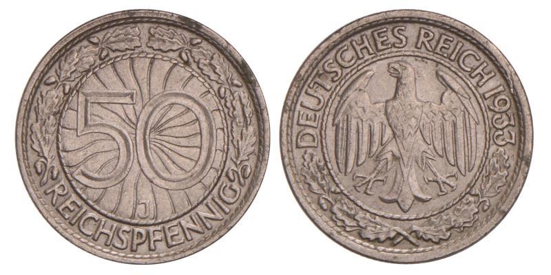 Germany. 50 Reichspfennig. 1933 J.