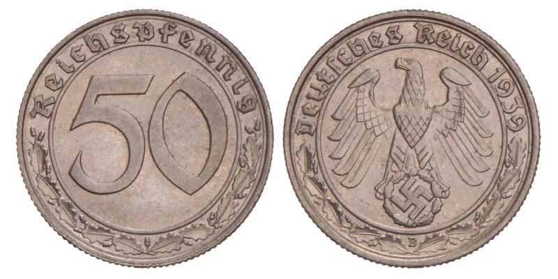 Germany. 50 Reichspfennig. 1939 B.