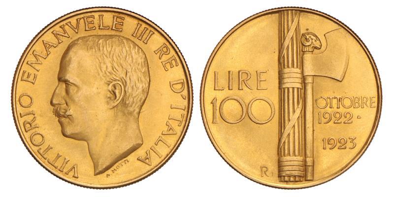 Italy. 100. 1923 restrike.