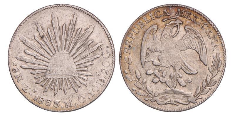 Mexico. 8 Reales M.O. 1863 Zs.