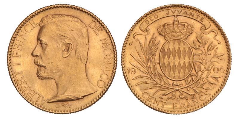 Monaco. Albert I. 100 Francs. 1904 A.