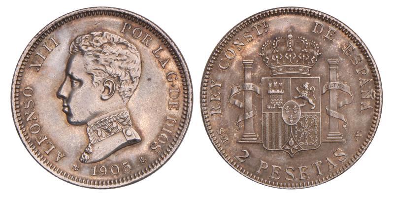 Spain. Alfonso XIII. 2 Pesetas. 1905.