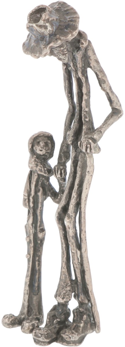 Miniatuur 2 gestileerde figuren zilver.