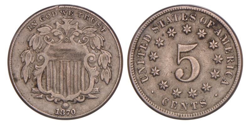 USA. 5 Cents. 1870.