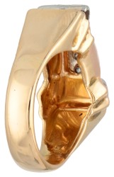 18K Bicolour gouden retro ring bezet met ca. 0.10 ct. diamant.