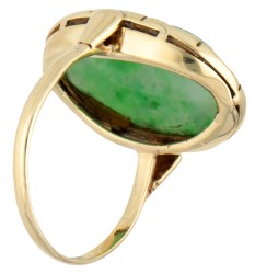 Vintage 14K geelgouden ring bezet met een jade-imitatie.