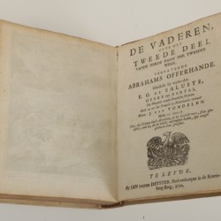 Een acht-delige serie boeken, Joost van den Vondel, daarbij een eiken boekenschuif, Holland, 17e eeuw.