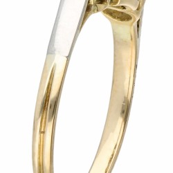 Bicolor gouden 3-steens ring, met ca. 0.54 ct. diamant - 18 kt.