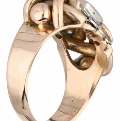 Rosegouden tankring, met ca. 0.25 ct. diamant - 18 kt.