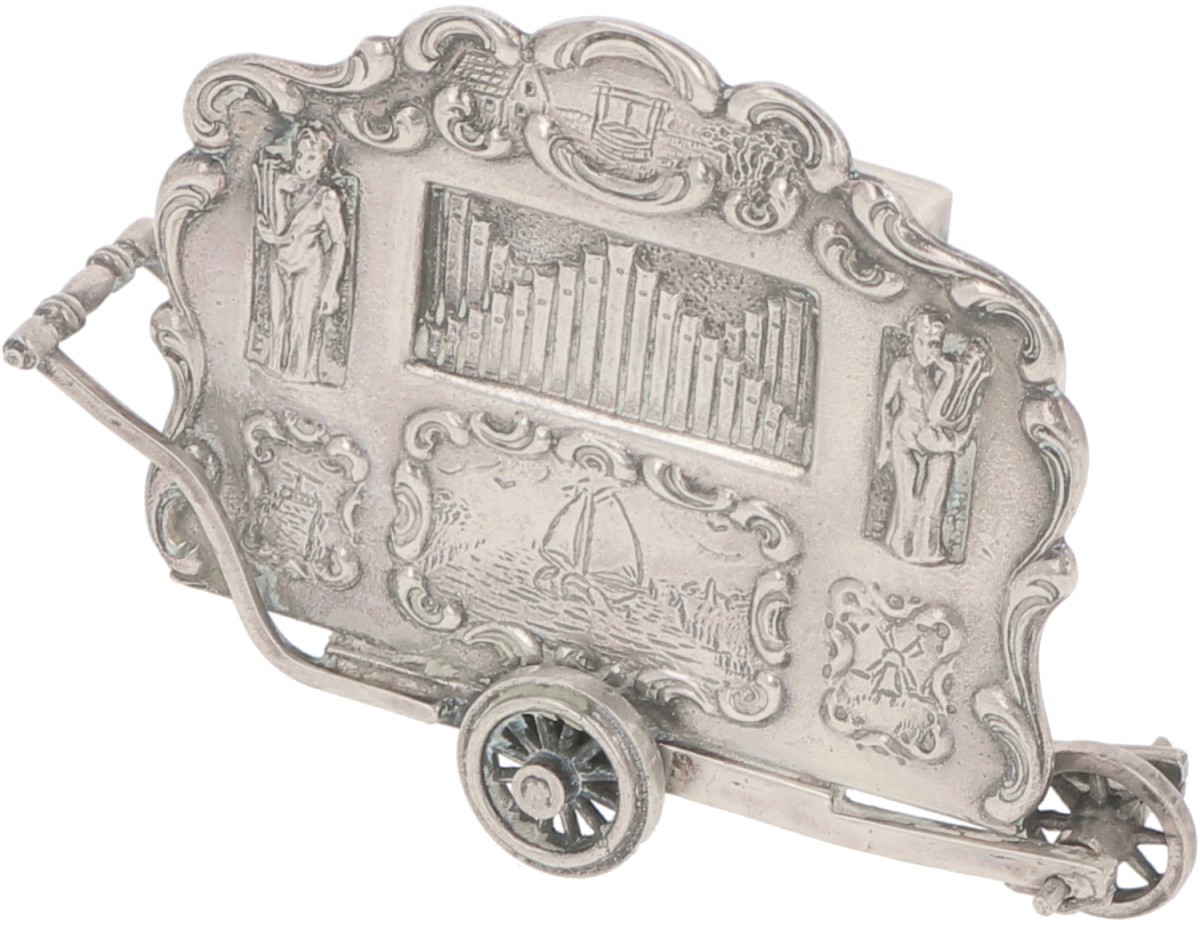Miniatuur Draaiorgel zilver.