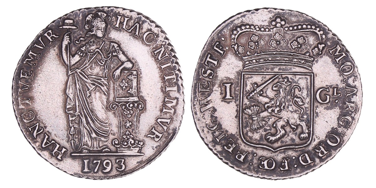1 Gulden -generaliteits- West-Friesland 1793. Prachtig + (Gepoetst).