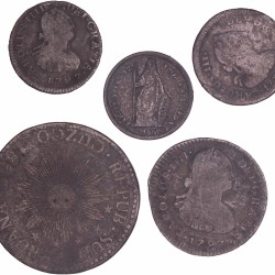 Peru. Lot (5) Small silver coins. Late 18th / Early 19th century.