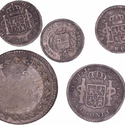 Peru. Lot (5) Small silver coins. Late 18th / Early 19th century.