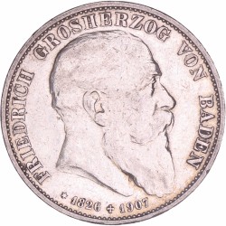 German states. Baden. Friedrich I. 5 Mark. 1907 G.