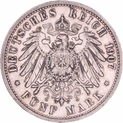 German states. Baden. Friedrich I. 5 Mark. 1907 G.