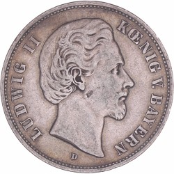 German states. Bavaria. Lüdwich II. 5 Mark. 1875 D.