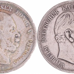 German states. Prussia. Wilhelm I. Lot (2) 5 Mark. 1874 A and 1876 B.