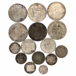 Peru. Lot (15) Silver Coins. 19th / 20th Century.