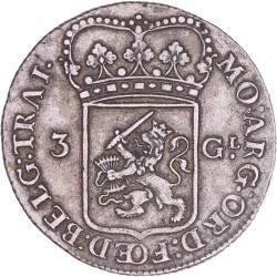 3 Gulden -generaliteits- Utrecht 1793. Zeer fraai.