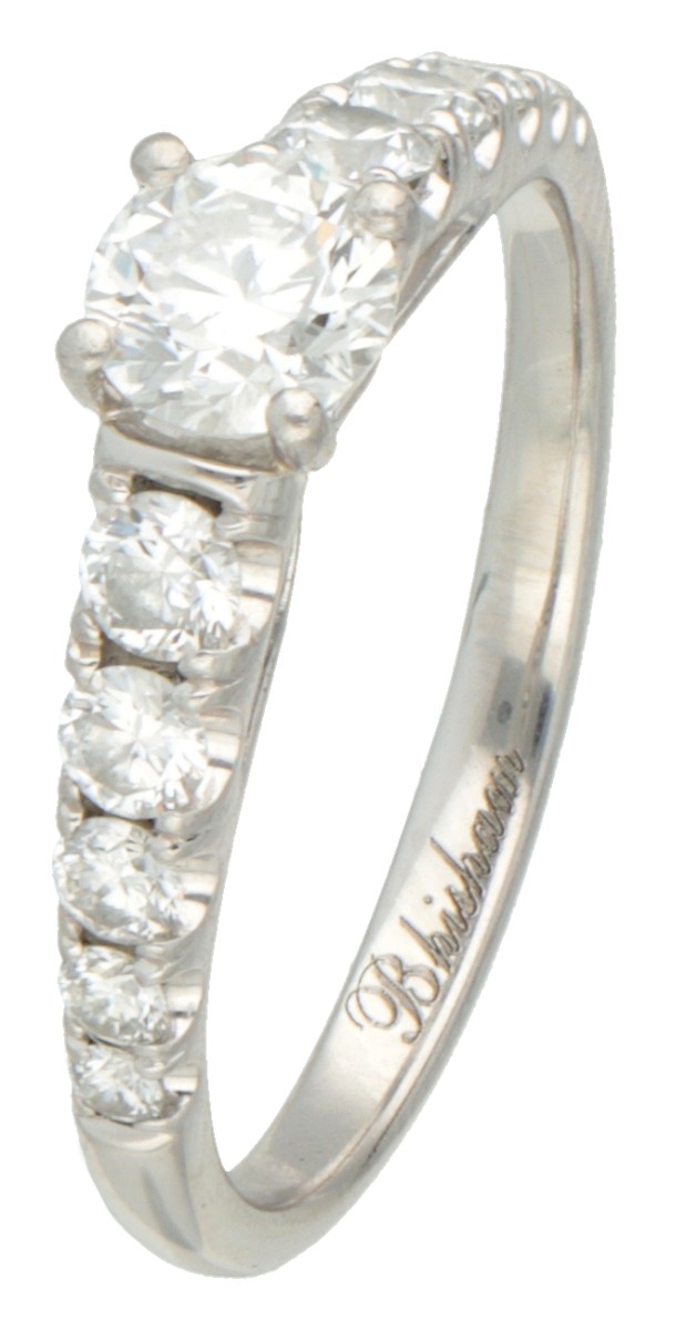 Bhisham platina shoulder ring bezet met ca. 0.92 ct. diamant.