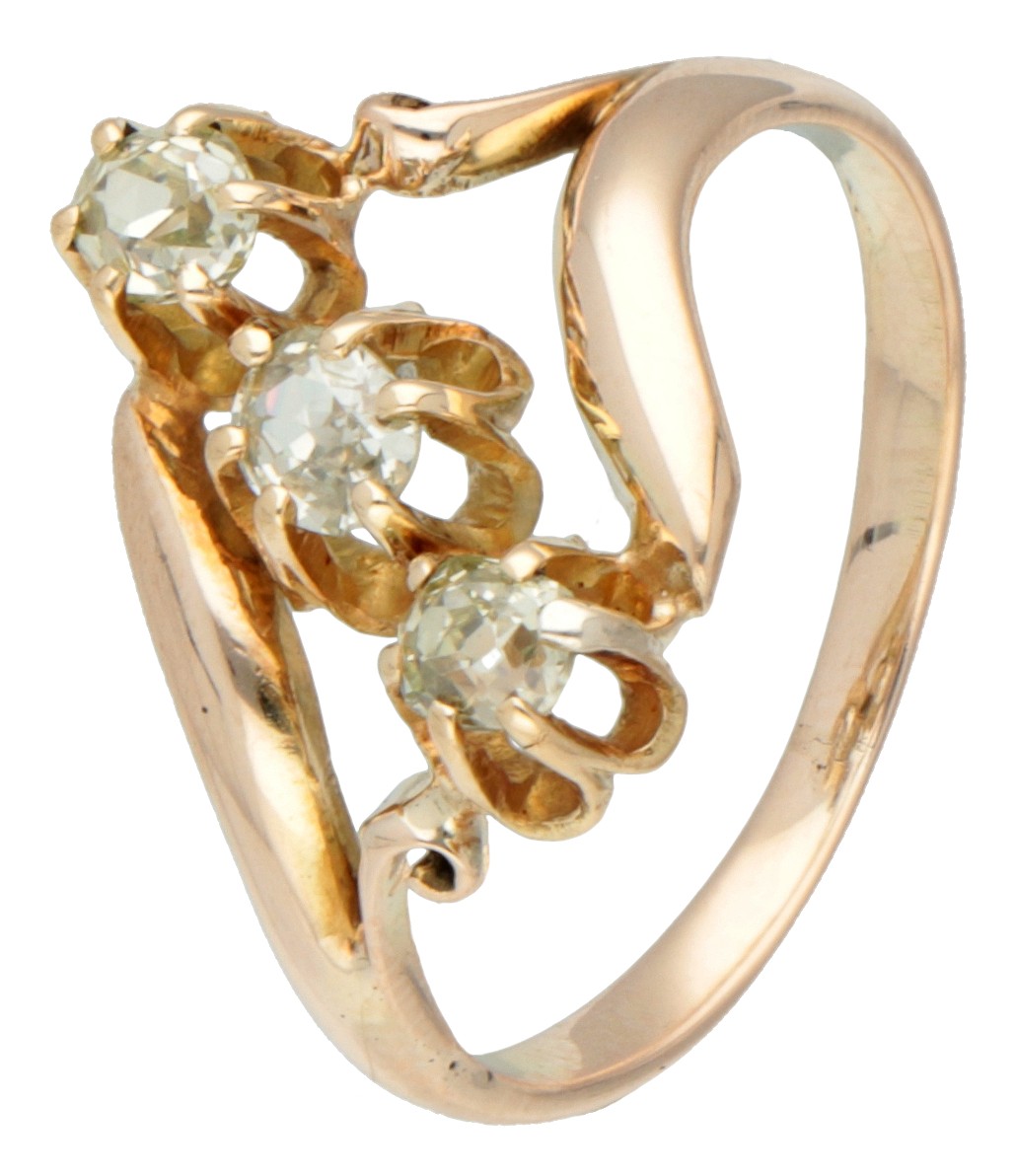 BWG 10K geelgouden ring met oud geslepen diamant.