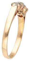 18K Geelgouden demi-alliance ring bezet met ca. 0.85 ct. old mine diamant.