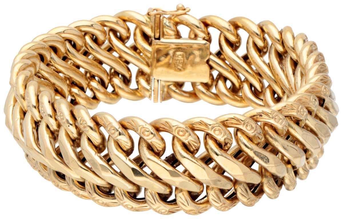 18K Geelgouden gourmet schakelarmband.