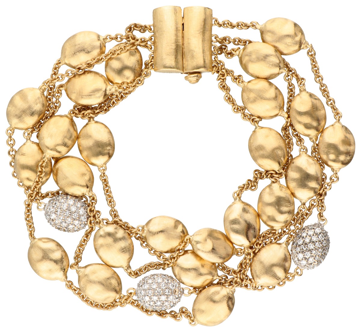 Marco Bicego 18K geelgouden vijfrijige 'Siviglia' armband met diamant.