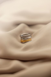 Pomellato 18 kt. bicolor gouden 'Tubolare' ring bezet met ca. 0.45 ct. diamant.